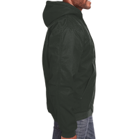 Berne Apparel Men's Heartland Washed Cotton Duck Hooded Jacket, Moss, Right Sleeve view