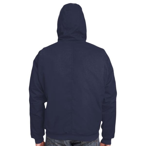 Berne Apparel Men's Heartland Washed Cotton Duck Hooded Jacket, Navy, Back view