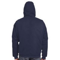 Berne Apparel Men's Heartland Washed Cotton Duck Hooded Jacket, Navy, Back view