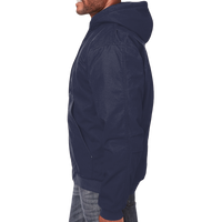 Berne Apparel Men's Heartland Washed Cotton Duck Hooded Jacket, Navy, Left Sleeve view