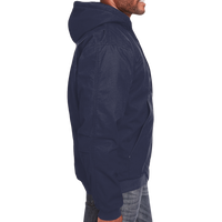 Berne Apparel Men's Heartland Washed Cotton Duck Hooded Jacket, Navy, Right Sleeve view