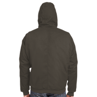 Berne Apparel Men's Heartland Washed Cotton Duck Hooded Jacket, Olive Duck, Back view