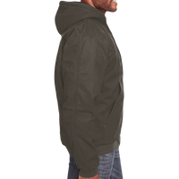 Berne Apparel Men's Heartland Washed Cotton Duck Hooded Jacket, Olive Duck, Right Sleeve view