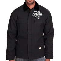 Berne Apparel Men's Heritage Chore Coat, Black, Front view, Mockup