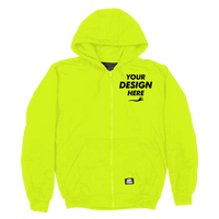 Berne Apparel Men's Heritage Thermal-Lined Full-Zip Hooded Sweatshirt, Yellow, Front view, Mockup