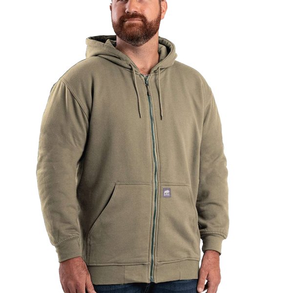 Berne Apparel Men's Heritage Thermal Lined Hooded Sweatshirt, Alpine Green, Front view