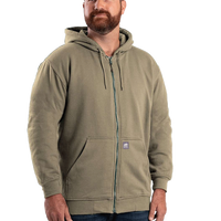 Berne Apparel Men's Heritage Thermal Lined Hooded Sweatshirt, Alpine Green, Front view