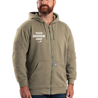Berne Apparel Men's Heritage Thermal Lined Hooded Sweatshirt, Alpine Green, Front view, Mockup
