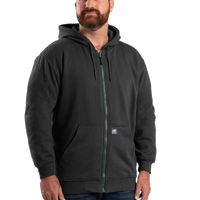 Berne Apparel Men's Heritage Thermal Lined Hooded Sweatshirt, Black, Front view