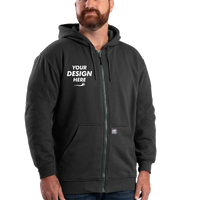Berne Apparel Men's Heritage Thermal Lined Hooded Sweatshirt, Black, Front view, Mockup