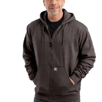Berne Apparel Men's Heritage Thermal Lined Hooded Sweatshirt, Charcoal, Front view