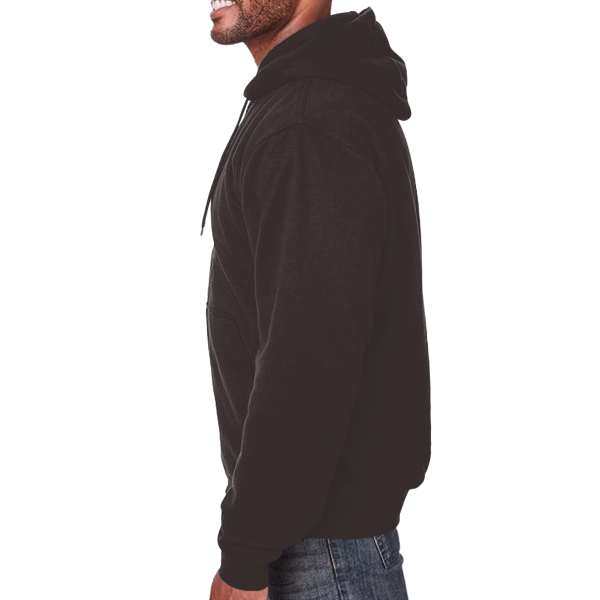 Berne Apparel Men's Heritage Thermal Lined Hooded Sweatshirt, Charcoal, Left Sleeve view