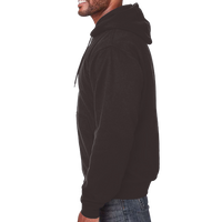 Berne Apparel Men's Heritage Thermal Lined Hooded Sweatshirt, Charcoal, Left Sleeve view