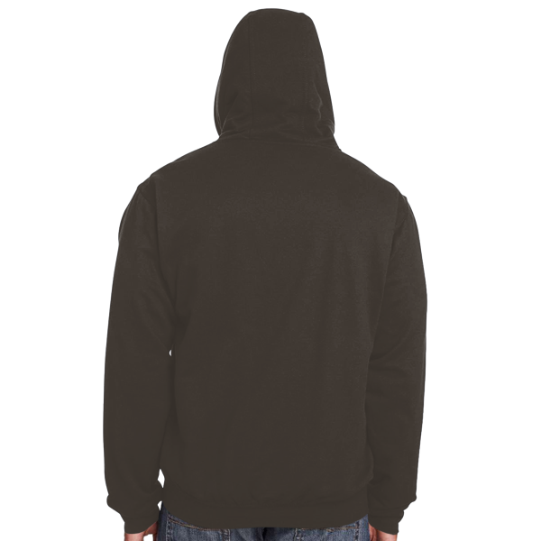 Berne Apparel Men's Heritage Thermal Lined Hooded Sweatshirt, Dark Brown, Back view