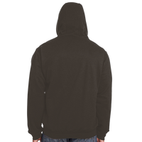 Berne Apparel Men's Heritage Thermal Lined Hooded Sweatshirt, Dark Brown, Back view