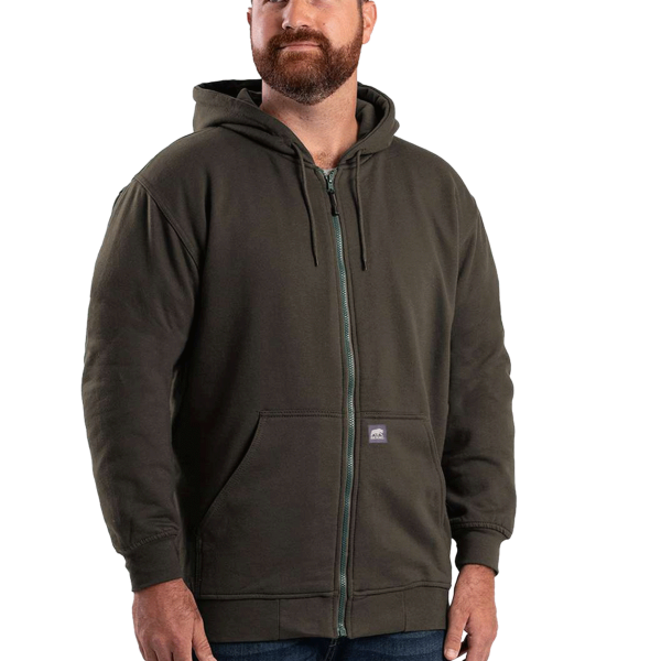 Berne Apparel Men's Heritage Thermal Lined Hooded Sweatshirt, Dark Brown, Front view