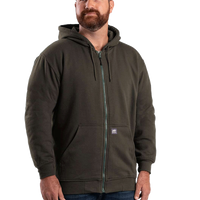 Berne Apparel Men's Heritage Thermal Lined Hooded Sweatshirt, Dark Brown, Front view