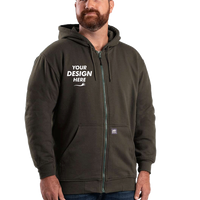 Berne Apparel Men's Heritage Thermal Lined Hooded Sweatshirt, Dark Brown, Front view, Mockup