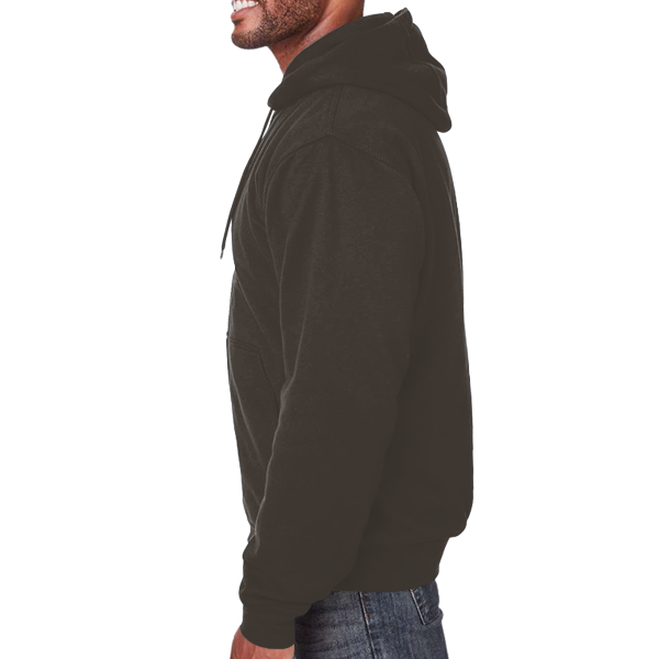 Berne Apparel Men's Heritage Thermal Lined Hooded Sweatshirt, Dark Brown, Left Sleeve view