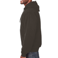 Berne Apparel Men's Heritage Thermal Lined Hooded Sweatshirt, Dark Brown, Left Sleeve view