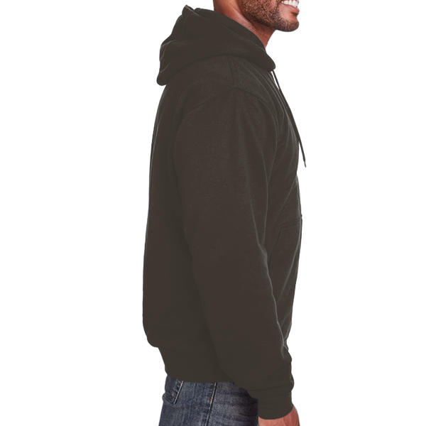 Berne Apparel Men's Heritage Thermal Lined Hooded Sweatshirt, Dark Brown, Right Sleeve view