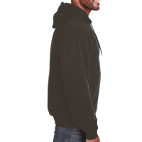 Berne Apparel Men's Heritage Thermal Lined Hooded Sweatshirt, Dark Brown, Right Sleeve view