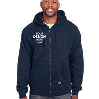 Berne Apparel Men's Heritage Thermal Lined Hooded Sweatshirt, Navy, Front view, Mockup