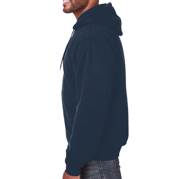 Berne Apparel Men's Heritage Thermal Lined Hooded Sweatshirt, Navy, Left Sleeve view