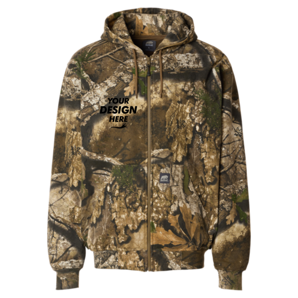 Berne Apparel Men's Heritage Thermal Lined Hooded Sweatshirt, Realtree Apx, Front view, Mockup