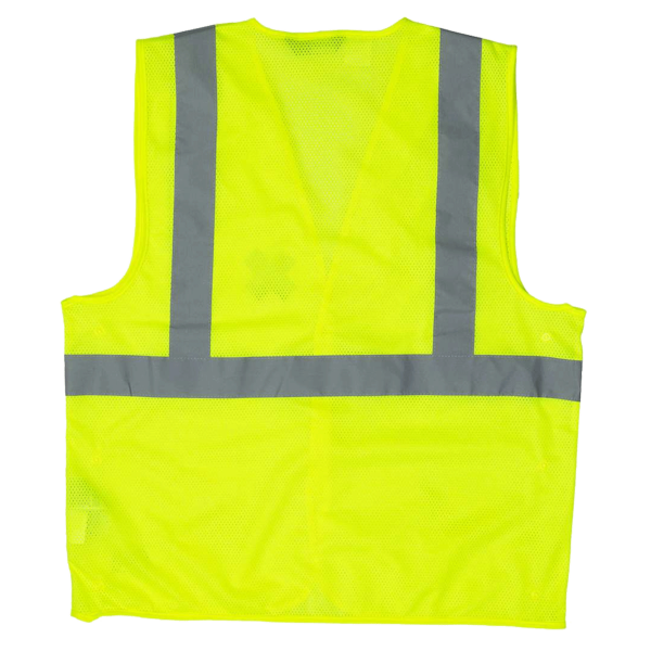 Berne Apparel Men's Hi-Vis Class 2 Economy Vest, Yellow, Back view