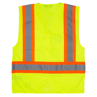 Berne Apparel Men's Hi-Vis Class 2 Multi-Color Vest, Yellow, Back view