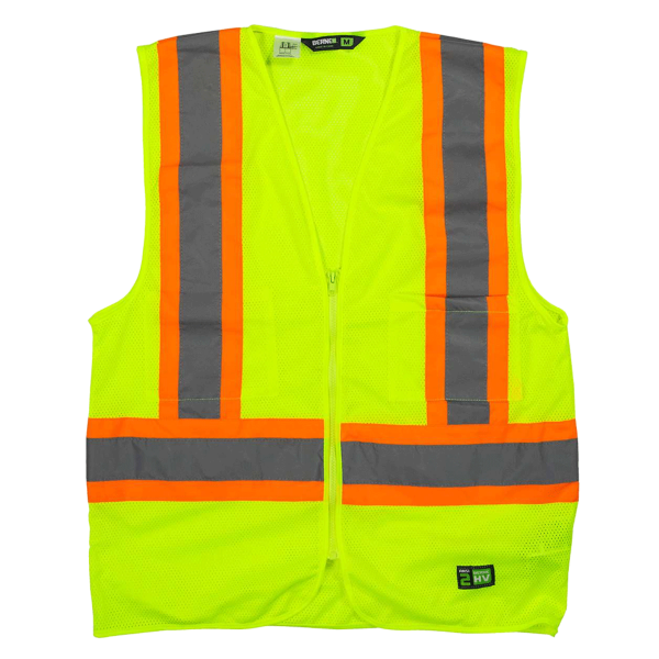 Berne Apparel Men's Hi-Vis Class 2 Multi-Color Vest, Yellow, Front view