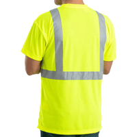 Berne Apparel Men's Hi-Vis Class 2 Performance Pocket T-Shirt, Yellow, Back view