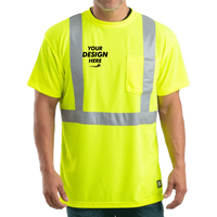 Berne Apparel Men's Hi-Vis Class 2 Performance Pocket T-Shirt, Yellow, Front view, Mockup