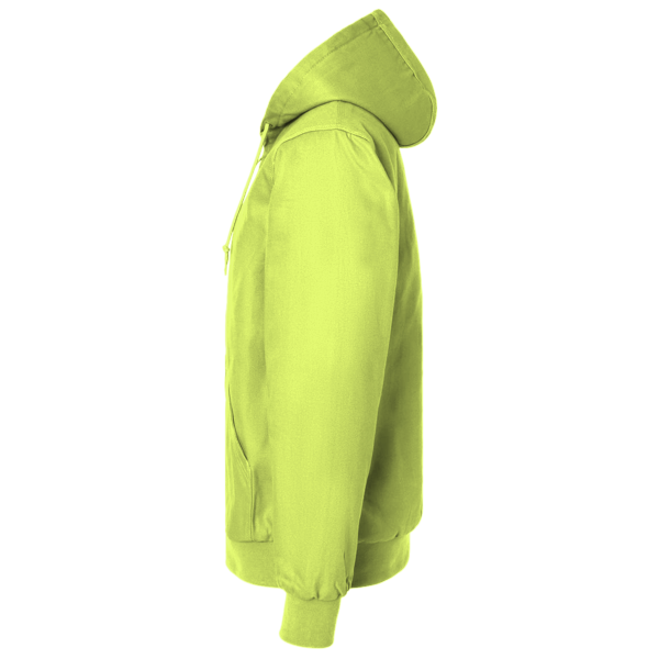 Berne Apparel Men's Hi-Vis Class 3 Color Block Full-Zip Hooded Sweatshirt, Hi Vis Yellow, Left Sleeve view