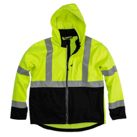 Berne Apparel Men's Hi-Vis Class 3 Hooded Soft Shell Jacket, Yellow, Front view