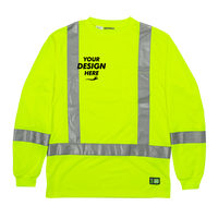 Berne Apparel Men's Hi-Vis Class 3 Performance Pocket T-Shirt, Yellow, Front view, Mockup