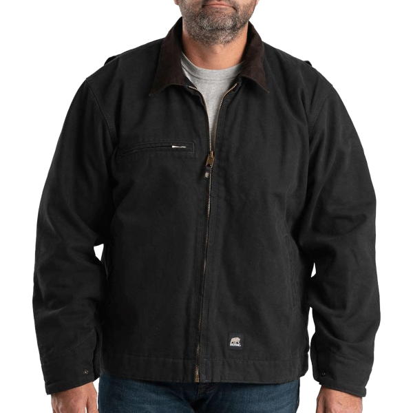 Berne Apparel Men's Highland Washed Gasoline Jacket, Black, Front view