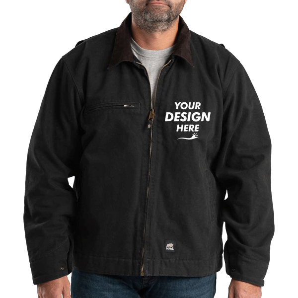 Berne Apparel Men's Highland Washed Gasoline Jacket, Black, Front view, Mockup