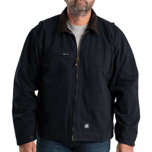 Berne Apparel Men's Highland Washed Gasoline Jacket, Midnight, Front view