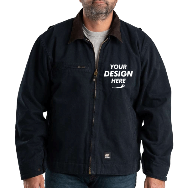 Berne Apparel Men's Highland Washed Gasoline Jacket, Midnight, Front view, Mockup
