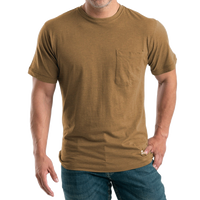 Berne Apparel Men's Lightweight Performance Pocket T-Shirt, Brown, Front view