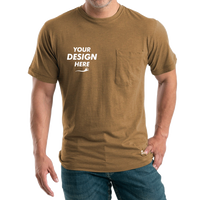 Berne Apparel Men's Lightweight Performance Pocket T-Shirt, Brown, Front view, Mockup