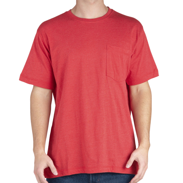 Berne Apparel Men's Lightweight Performance Pocket T-Shirt, Deep Red, Front view