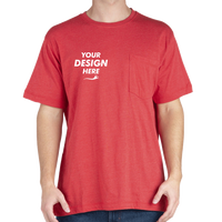 Berne Apparel Men's Lightweight Performance Pocket T-Shirt, Deep Red, Front view, Mockup