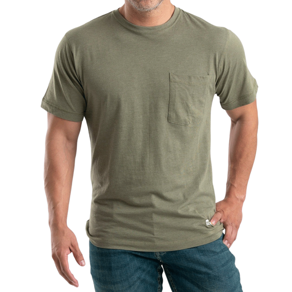 Berne Apparel Men's Lightweight Performance Pocket T-Shirt, Lichen, Front view