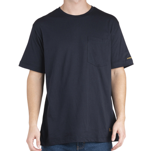 Berne Apparel Men's Lightweight Performance Pocket T-Shirt, Navy, Front view