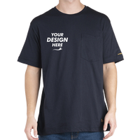 Berne Apparel Men's Lightweight Performance Pocket T-Shirt, Navy, Front view, Mockup