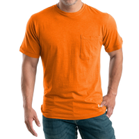 Berne Apparel Men's Lightweight Performance Pocket T-Shirt, Orange, Front view