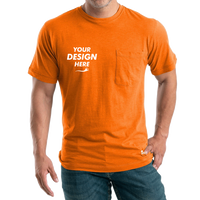 Berne Apparel Men's Lightweight Performance Pocket T-Shirt, Orange, Front view, Mockup